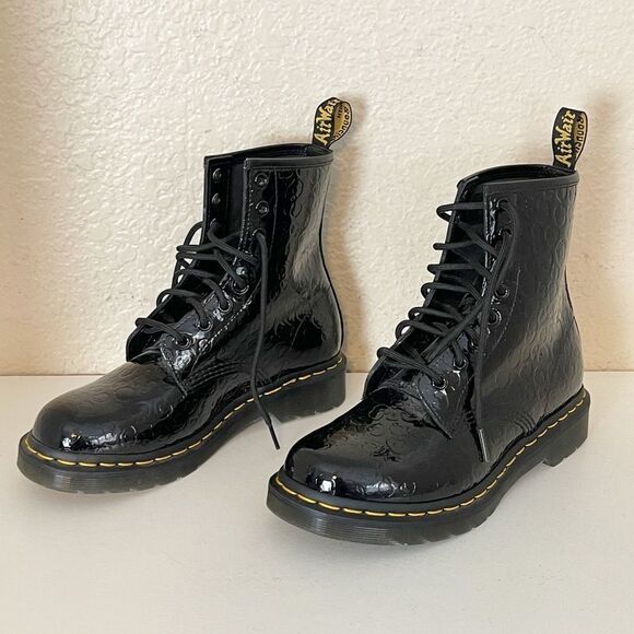 Dr. Marten 1460 Patent Cheetah Print patent leather Embossed Boots. 8 - Picture 13 of 15